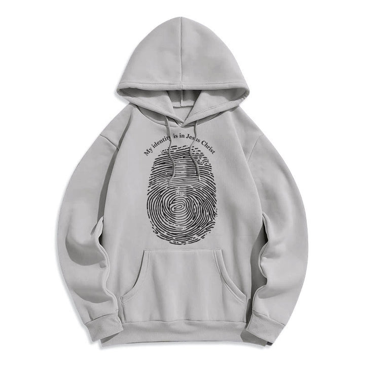 Classic Style My Identity Is In Jesus Christ Cross Fleece Lined Polyester Hoodie - Grey - 2XL - image 30