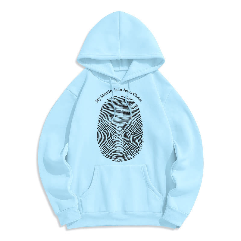 Classic Style My Identity Is In Jesus Christ Cross Fleece Lined Polyester Hoodie - Blue - 2XL - image 25