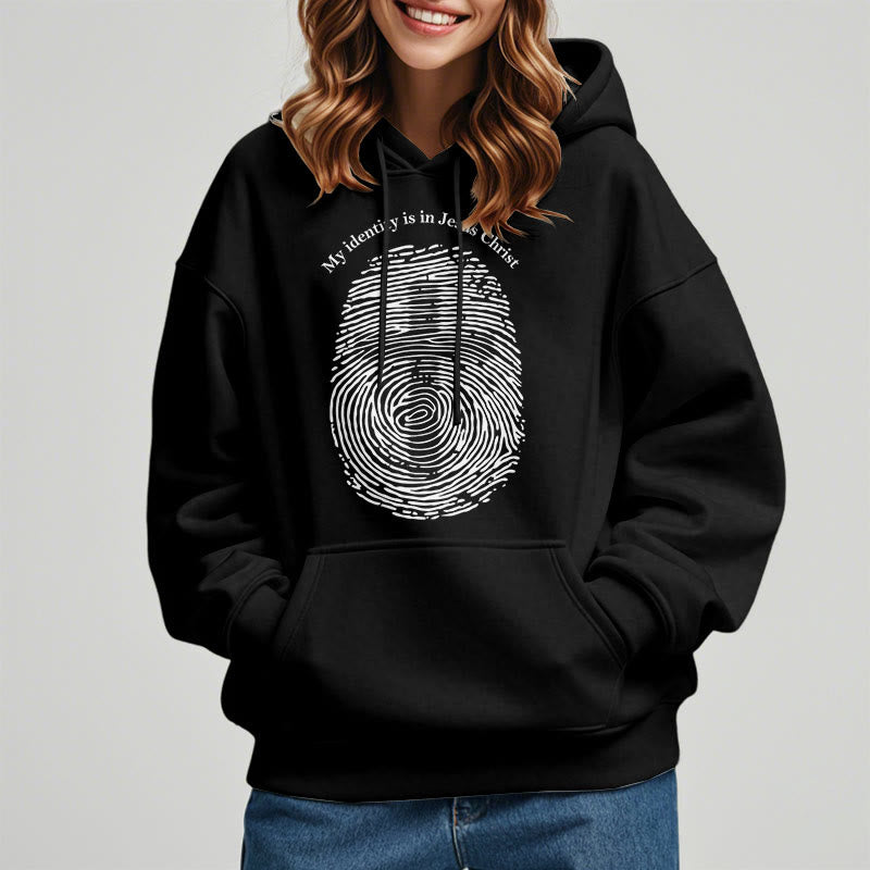 Classic Style My Identity Is In Jesus Christ Cross Fleece Lined Polyester Hoodie - image 8