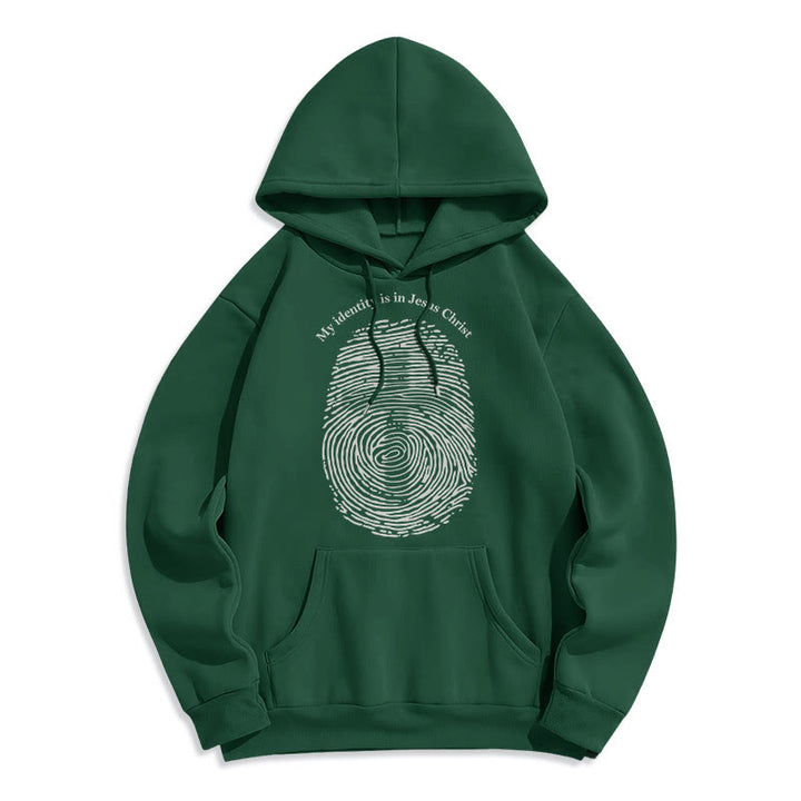 Classic Style My Identity Is In Jesus Christ Cross Fleece Lined Polyester Hoodie - Green - 2XL - image 20