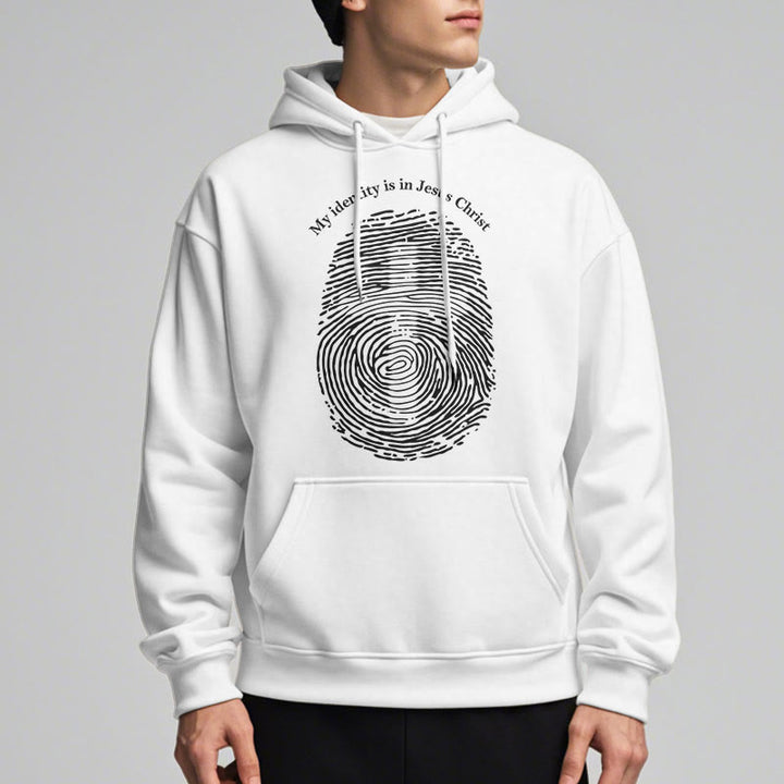 Classic Style My Identity Is In Jesus Christ Cross Fleece Lined Polyester Hoodie - image 1