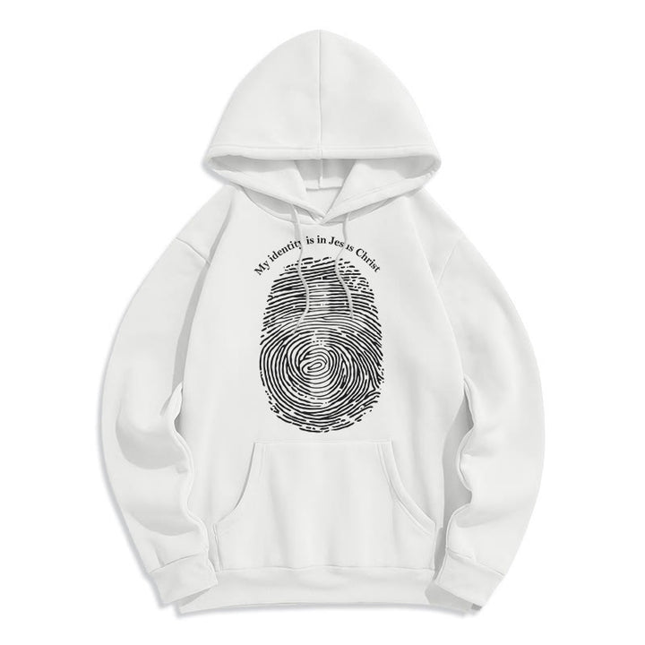 Classic Style My Identity Is In Jesus Christ Cross Fleece Lined Polyester Hoodie - White - 2XL - image 0