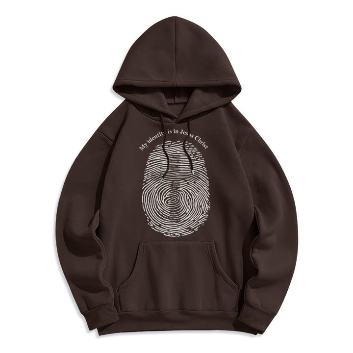 Classic Style My Identity Is In Jesus Christ Cross Fleece Lined Polyester Hoodie - Brown - 2XL - image 15