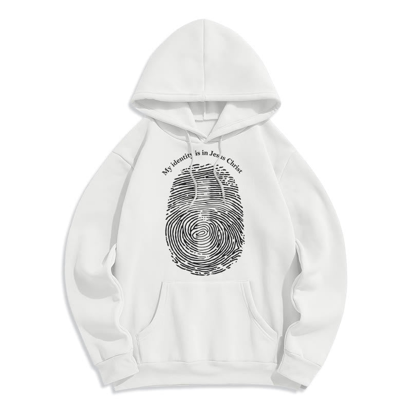 Classic Style My Identity Is In Jesus Christ Cross Fleece Lined Polyester Hoodie - White - 2XL - image 0