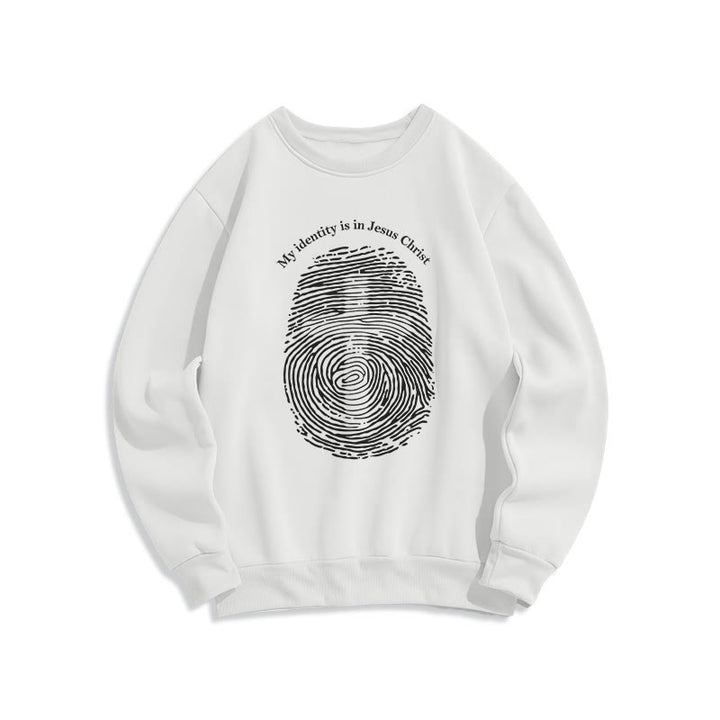 Classic Style My Identity Is In Jesus Christ Cross Fleece Lined Polyester Sweatshirt - White - 2XL - image 0