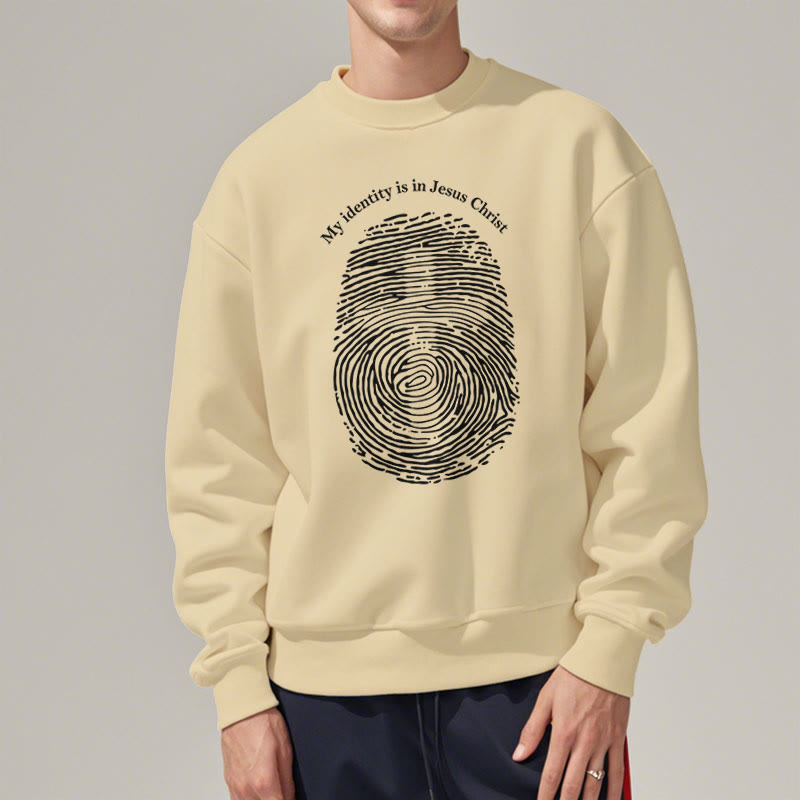 Classic Style My Identity Is In Jesus Christ Cross Fleece Lined Polyester Sweatshirt