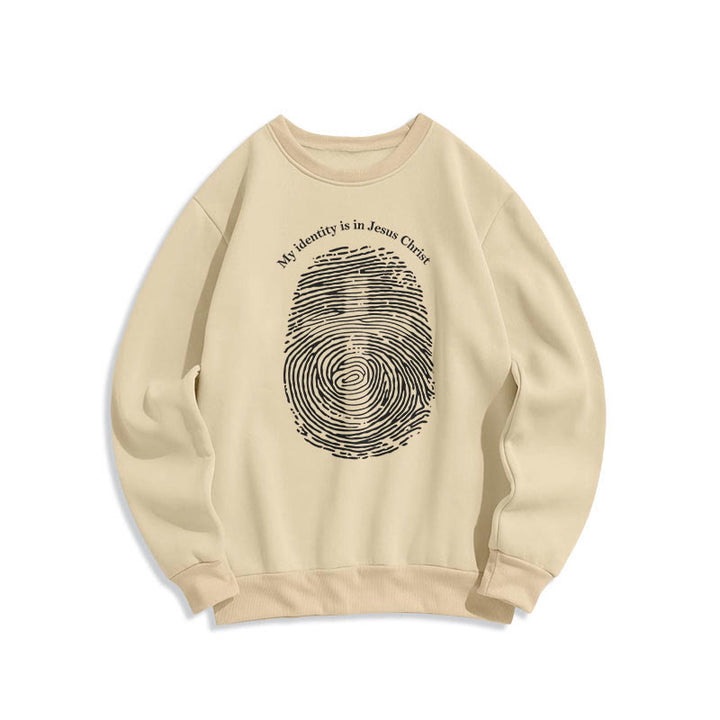 Classic Style My Identity Is In Jesus Christ Cross Fleece Lined Polyester Sweatshirt