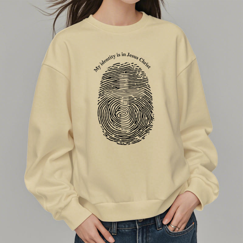 Classic Style My Identity Is In Jesus Christ Cross Fleece Lined Polyester Sweatshirt