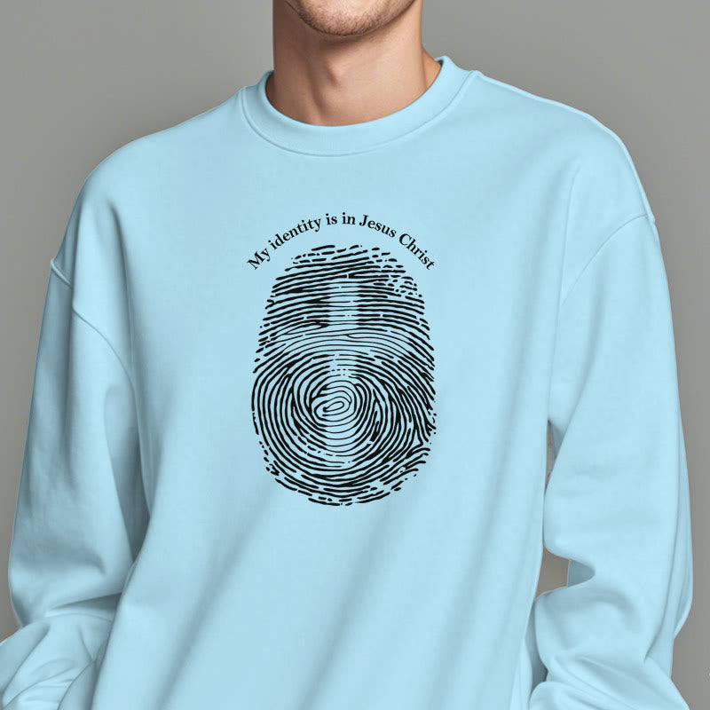 Classic Style My Identity Is In Jesus Christ Cross Fleece Lined Polyester Sweatshirt