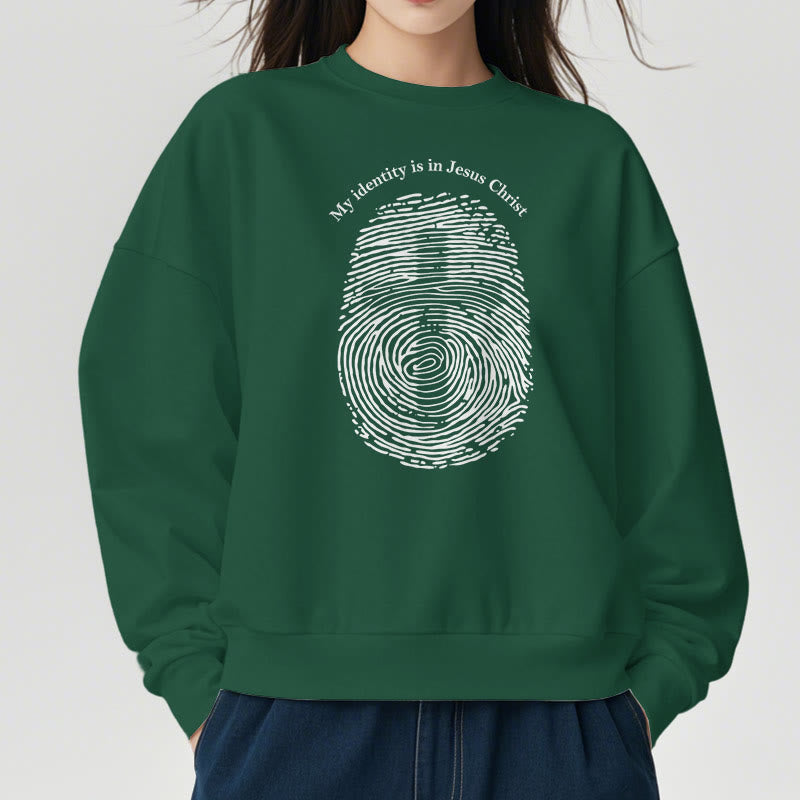 Classic Style My Identity Is In Jesus Christ Cross Fleece Lined Polyester Sweatshirt