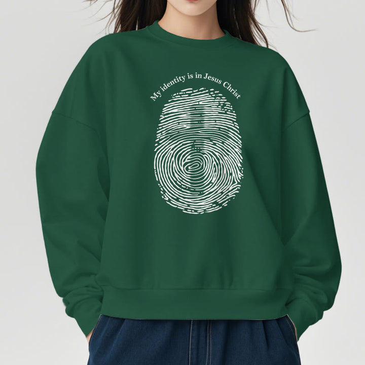 Classic Style My Identity Is In Jesus Christ Cross Fleece Lined Polyester Sweatshirt