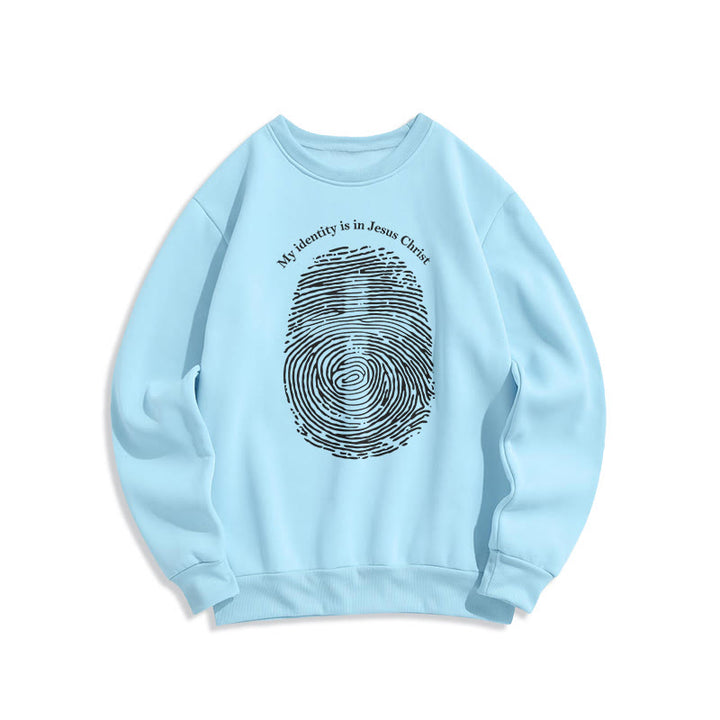 Classic Style My Identity Is In Jesus Christ Cross Fleece Lined Polyester Sweatshirt