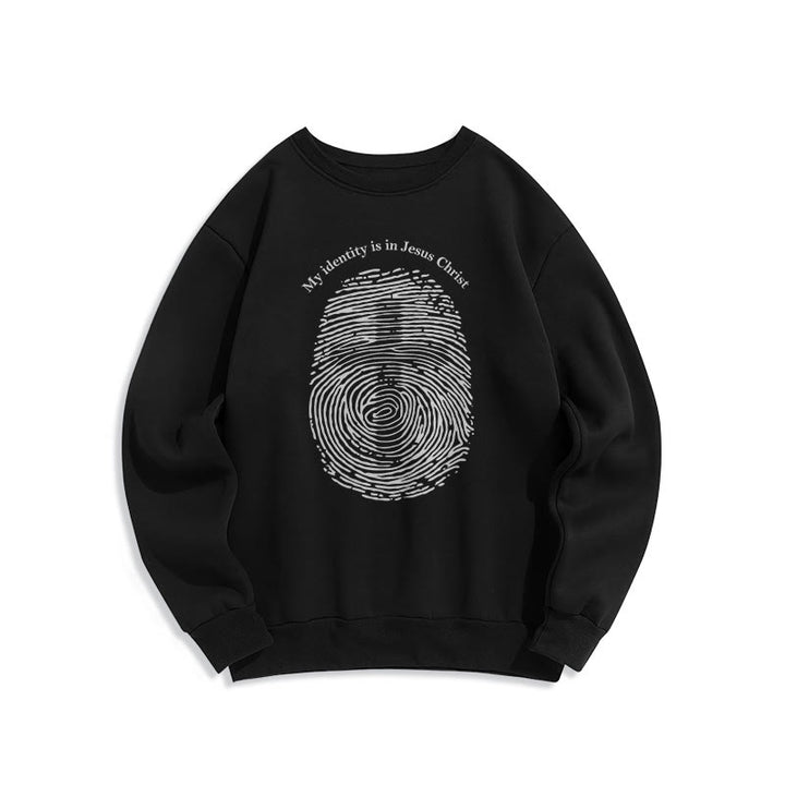 Classic Style My Identity Is In Jesus Christ Cross Fleece Lined Polyester Sweatshirt - Black - 2XL - image 5