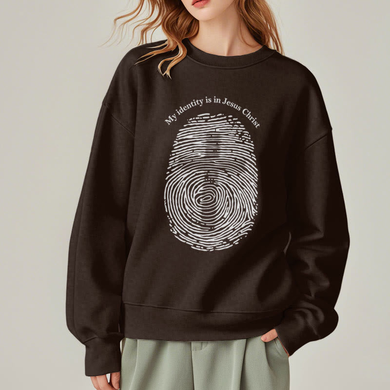 Classic Style My Identity Is In Jesus Christ Cross Fleece Lined Polyester Sweatshirt