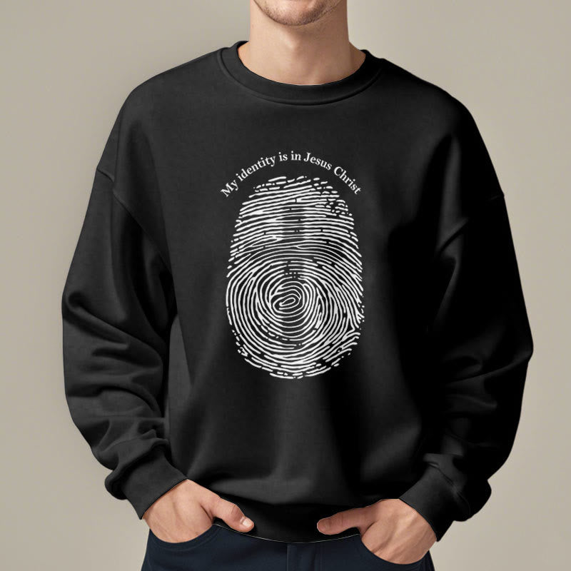 Classic Style My Identity Is In Jesus Christ Cross Fleece Lined Polyester Sweatshirt