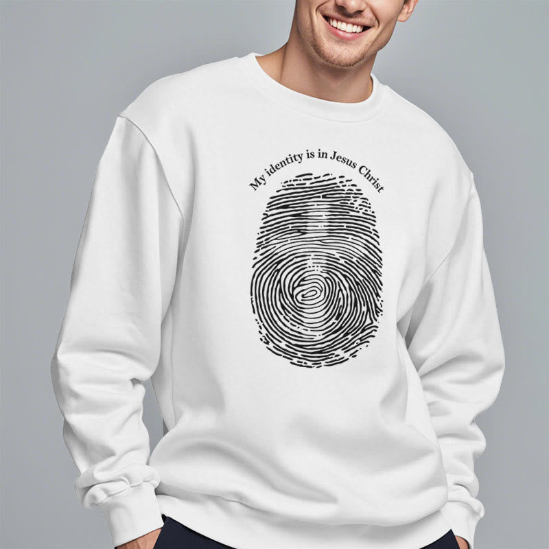 Classic Style My Identity Is In Jesus Christ Cross Fleece Lined Polyester Sweatshirt