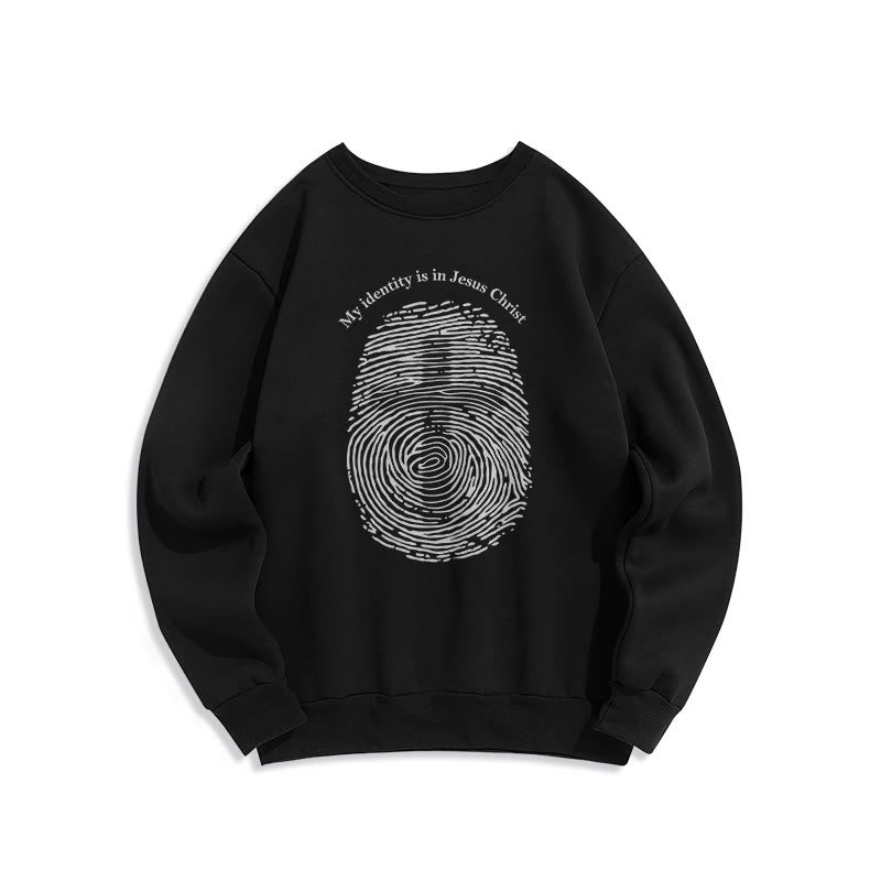 Classic Style My Identity Is In Jesus Christ Cross Fleece Lined Polyester Sweatshirt