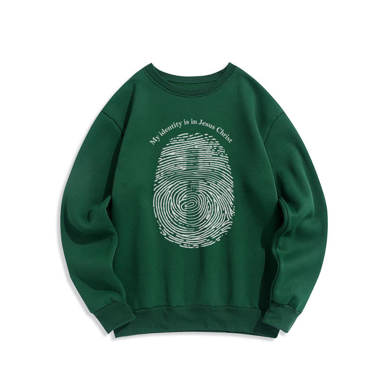 Classic Style My Identity Is In Jesus Christ Cross Fleece Lined Polyester Sweatshirt