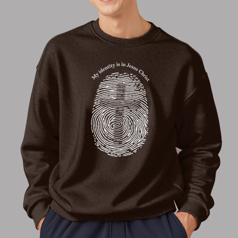 Classic Style My Identity Is In Jesus Christ Cross Fleece Lined Polyester Sweatshirt