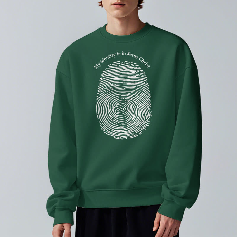 Classic Style My Identity Is In Jesus Christ Cross Fleece Lined Polyester Sweatshirt