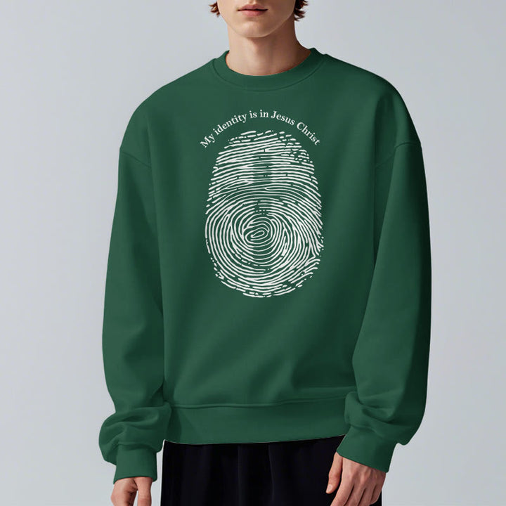 Classic Style My Identity Is In Jesus Christ Cross Fleece Lined Polyester Sweatshirt