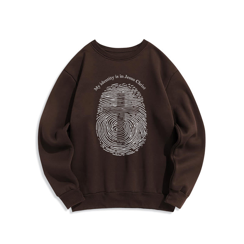 Classic Style My Identity Is In Jesus Christ Cross Fleece Lined Polyester Sweatshirt - Brown - 2XL - image 15