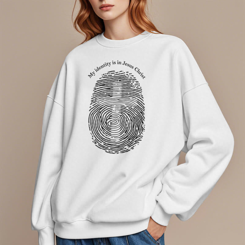 Classic Style My Identity Is In Jesus Christ Cross Fleece Lined Polyester Sweatshirt