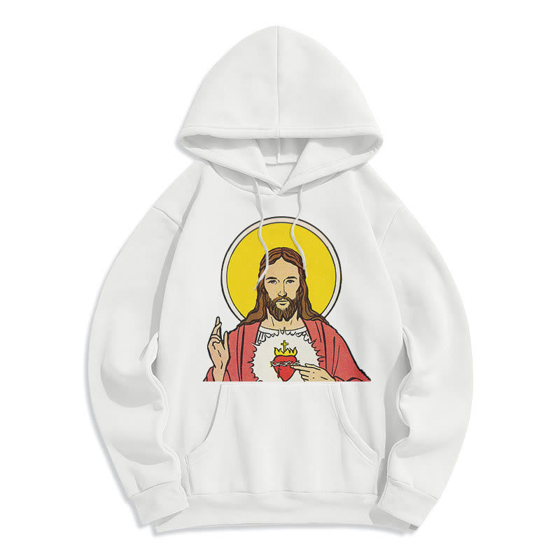 Classic Colored Style Sacred Heart Of Jesus Fleece Lined Polyester Hoodie