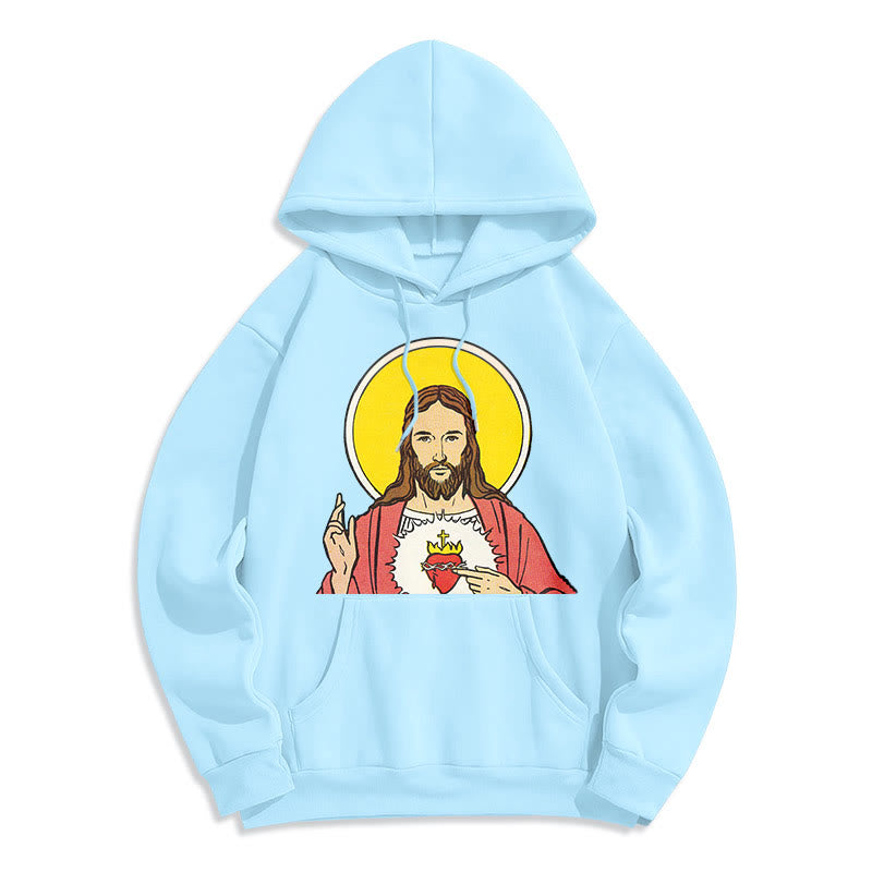 Classic Colored Style Sacred Heart Of Jesus Fleece Lined Polyester Hoodie