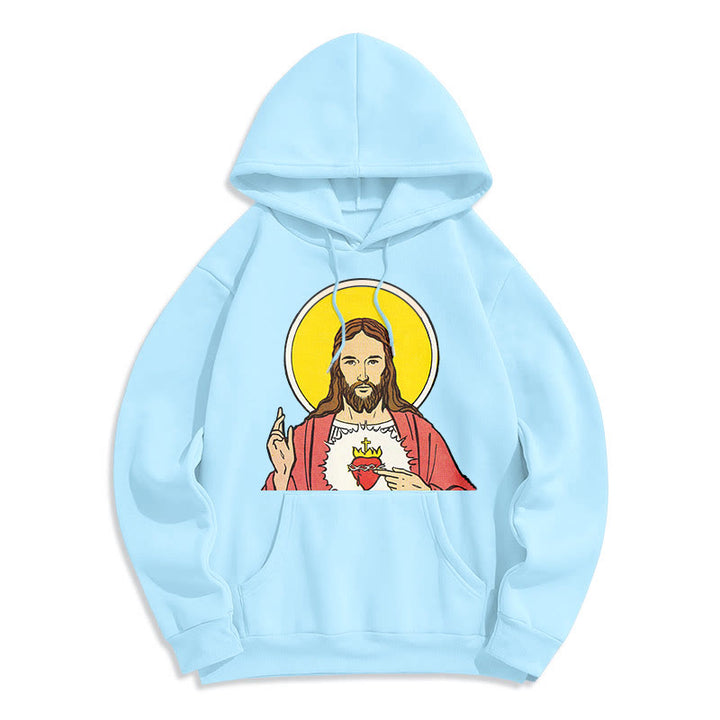 Classic Colored Style Sacred Heart Of Jesus Fleece Lined Polyester Hoodie