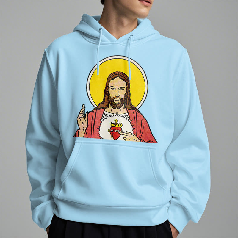 Classic Colored Style Sacred Heart Of Jesus Fleece Lined Polyester Hoodie