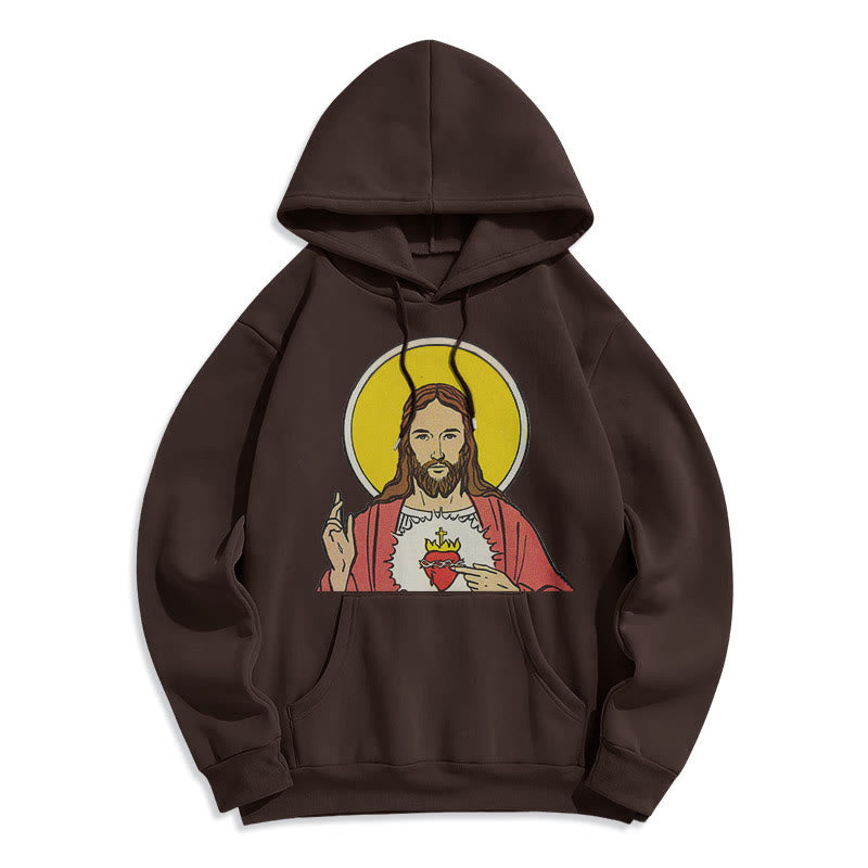 Classic Colored Style Sacred Heart Of Jesus Fleece Lined Polyester Hoodie