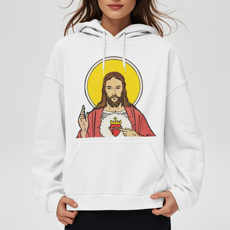 Classic Colored Style Sacred Heart Of Jesus Fleece Lined Polyester Hoodie