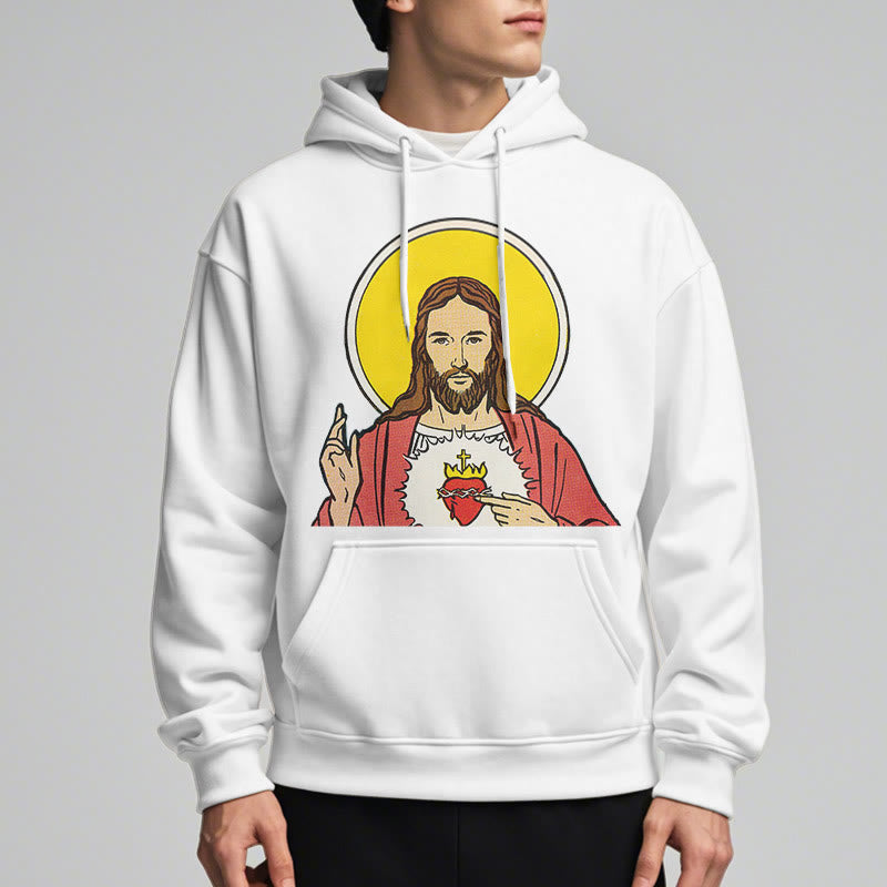 Classic Colored Style Sacred Heart Of Jesus Fleece Lined Polyester Hoodie