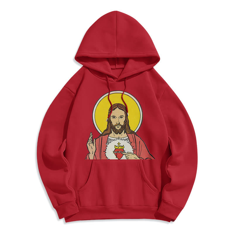 Classic Colored Style Sacred Heart Of Jesus Fleece Lined Polyester Hoodie
