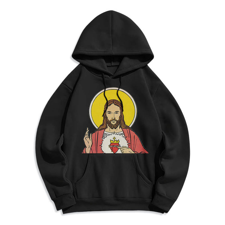 Classic Colored Style Sacred Heart Of Jesus Fleece Lined Polyester Hoodie