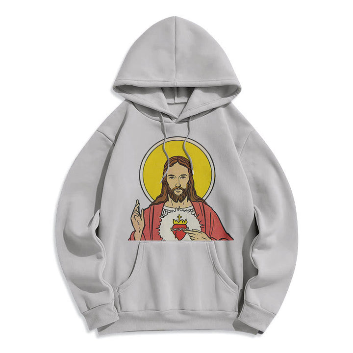Classic Colored Style Sacred Heart Of Jesus Fleece Lined Polyester Hoodie