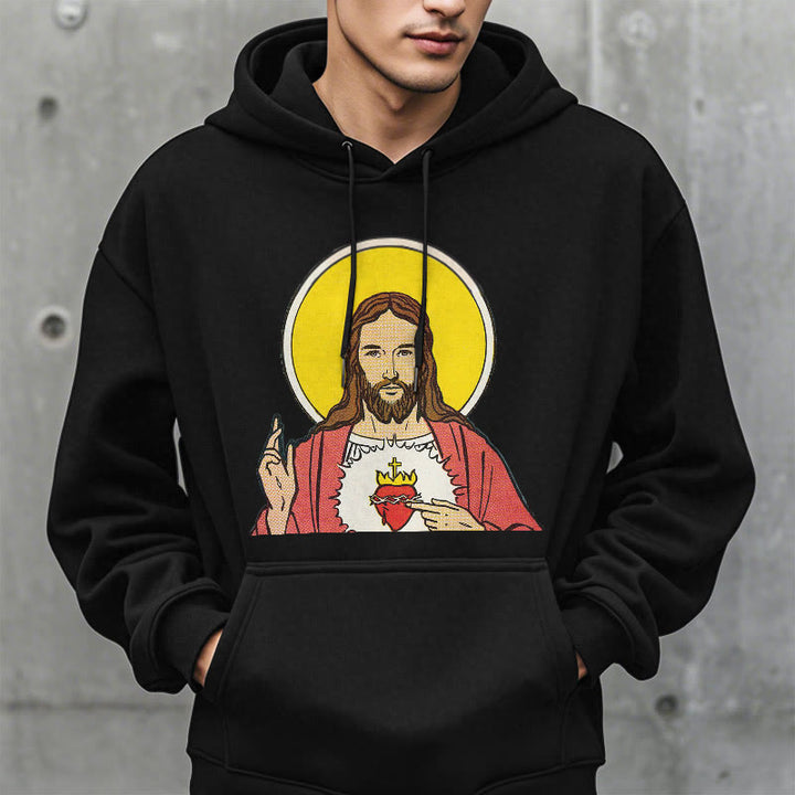 Classic Colored Style Sacred Heart Of Jesus Fleece Lined Polyester Hoodie