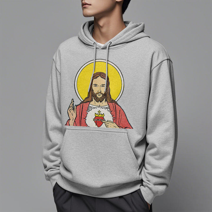 Classic Colored Style Sacred Heart Of Jesus Fleece Lined Polyester Hoodie