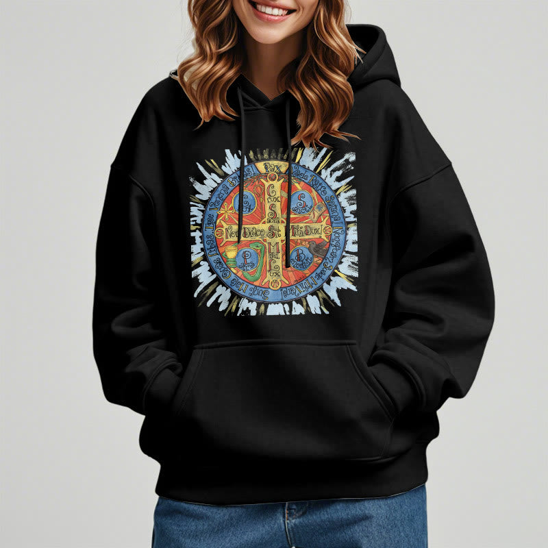 Classic Colored Style Pax Benedictine Cross Fleece Lined Polyester Hoodie - image 1