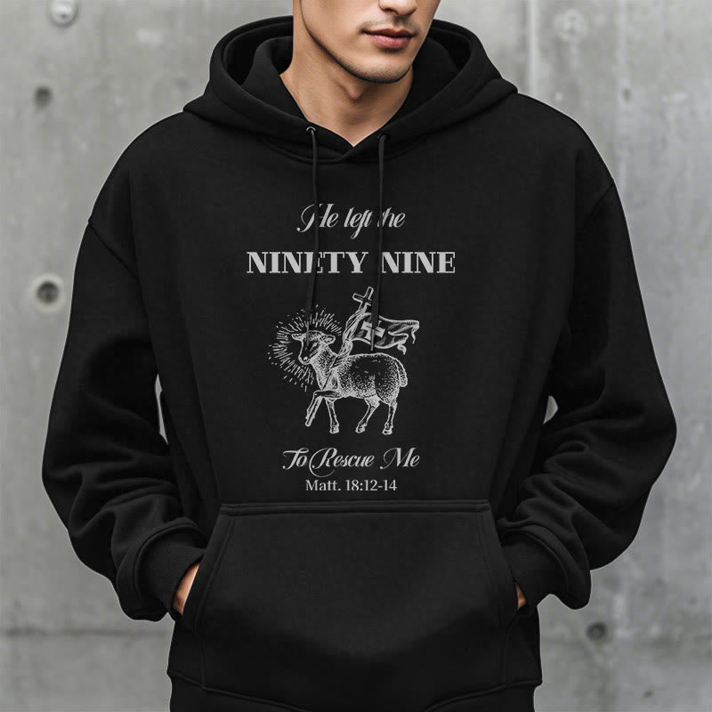 Christianartworkshop Quotation Style He Left the Ninety-Nine Fleece Lined Polyester Hoodie - image 8