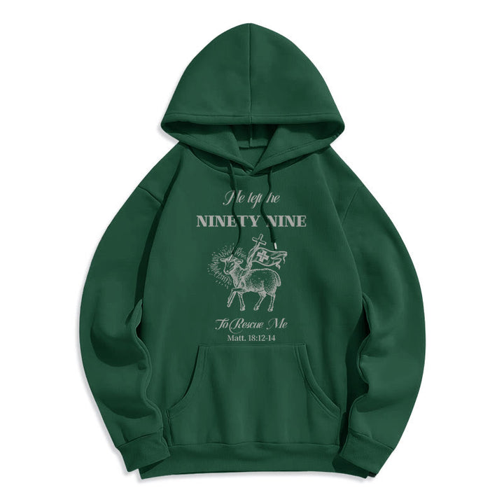 Christianartworkshop Quotation Style He Left the Ninety-Nine Fleece Lined Polyester Hoodie - Green - 2XL - image 20