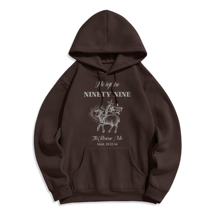 Christianartworkshop Quotation Style He Left the Ninety-Nine Fleece Lined Polyester Hoodie - Brown - 2XL - image 15