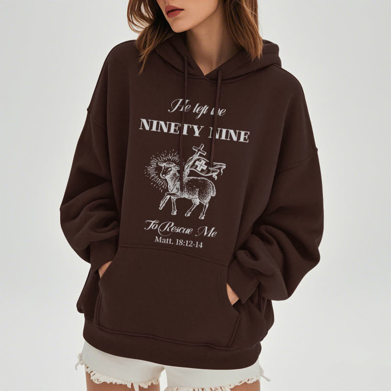 Christianartworkshop Quotation Style He Left the Ninety-Nine Fleece Lined Polyester Hoodie - image 18