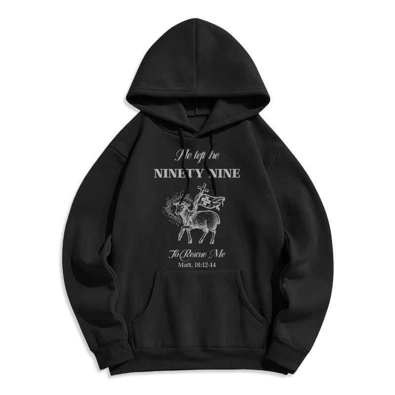 Christianartworkshop Quotation Style He Left the Ninety-Nine Fleece Lined Polyester Hoodie - Black - 2XL - image 5