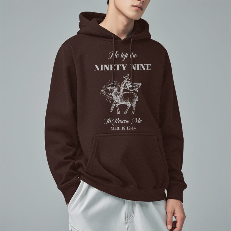 Christianartworkshop Quotation Style He Left the Ninety-Nine Fleece Lined Polyester Hoodie - image 17