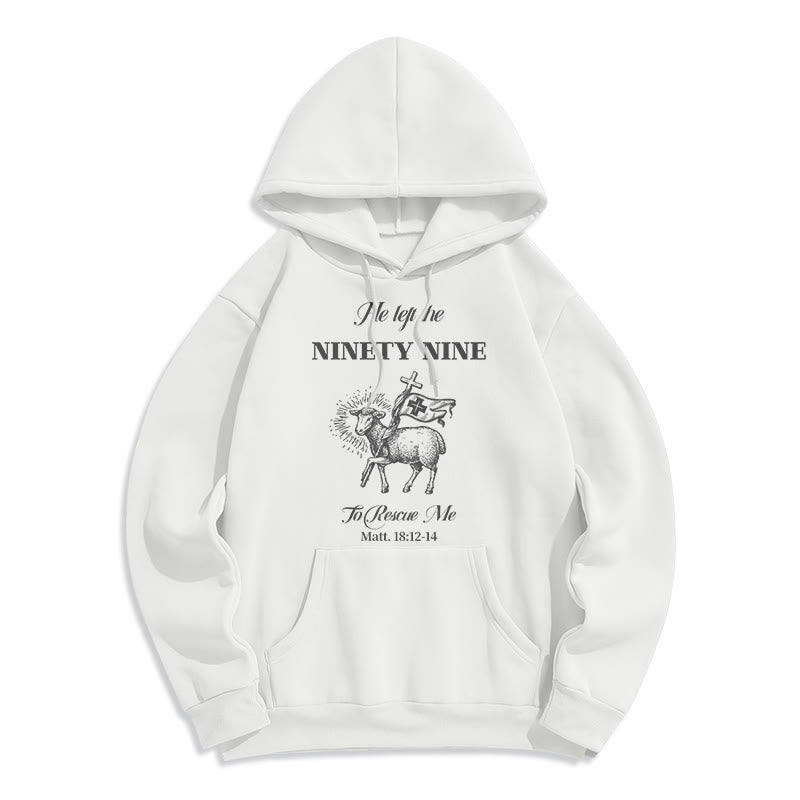 Christianartworkshop Quotation Style He Left the Ninety-Nine Fleece Lined Polyester Hoodie - White - 2XL - image 0
