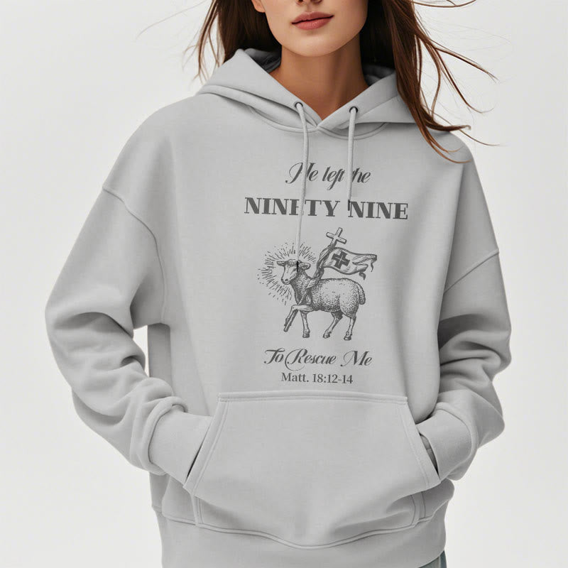 Christianartworkshop Quotation Style He Left the Ninety-Nine Fleece Lined Polyester Hoodie - image 33