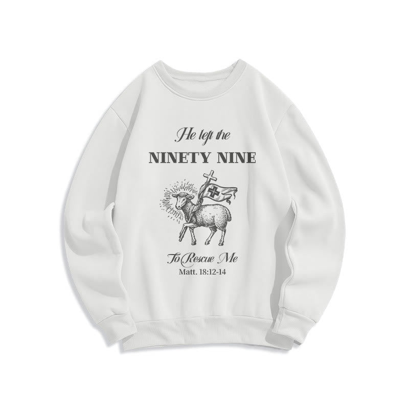 Christianartworkshop Quotation Style He Left the Ninety-Nine Fleece Lined Polyester Sweatshirt - White - 2XL - image 0