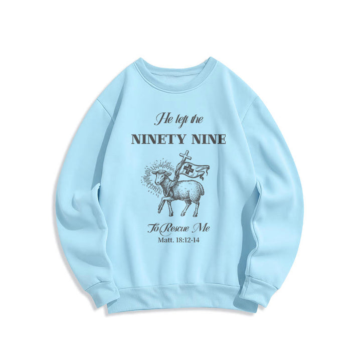 Christianartworkshop Quotation Style He Left the Ninety-Nine Fleece Lined Polyester Sweatshirt - Blue - 2XL - image 25